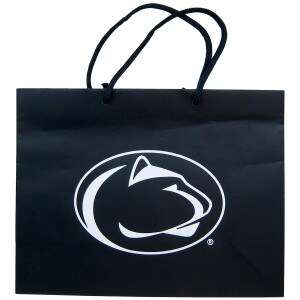 navy gift bag with string handles and large Penn State Athletic Logo